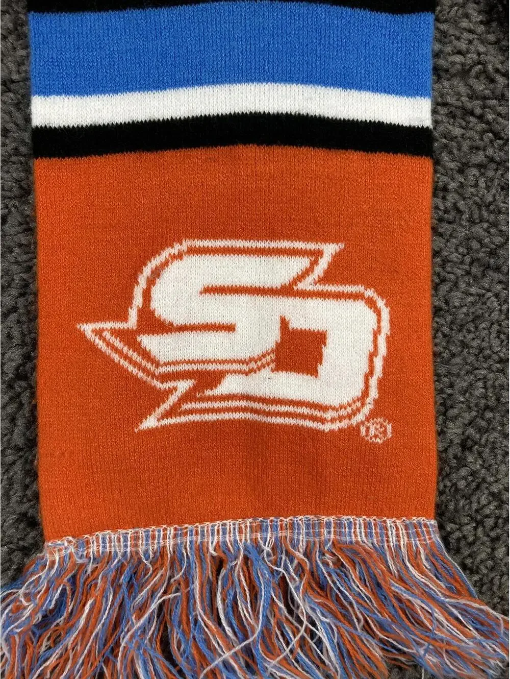 San Diego Gulls Hockey Scarf Orange Blue Black Knit Fringe AHL 57